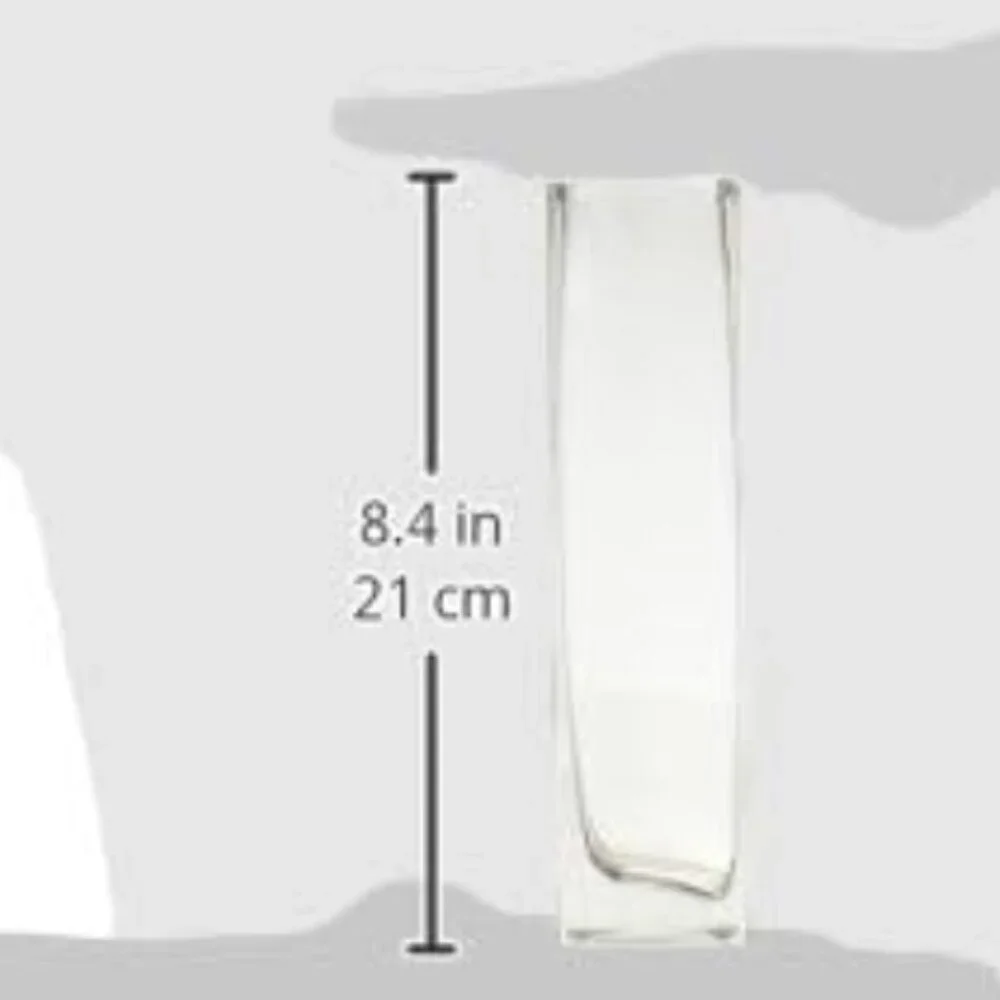 Clear Square Bud Block Glass Vase, 2 by 8-Inch